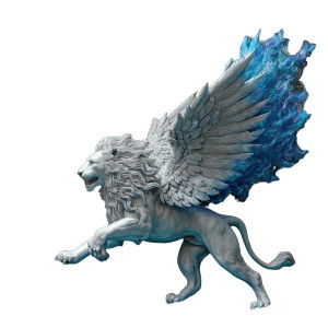 Winged Silver Lion Vinyl Car Decal Sticker – Waterproof & UV-Resistant 