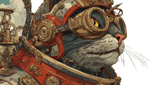 Steampunk Astronaut Cat Vinyl Car Decal Sticker – Waterproof & UV-Resistant 