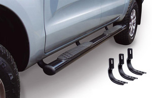 Go Rhino | OEM Xtreme 4 Inch Nerf Bar | Rocker Panel Mount | Black Textured Steel