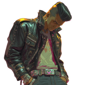 Cyberpunk Rockabilly Man Vinyl Car Decal Sticker – Waterproof & UV-Resistant 