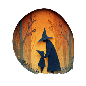 Elderly Witch Silhouette Vinyl Car Decal Sticker – Waterproof & UV-Resistant 