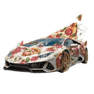Pizza Lamborghini Vinyl Car Decal Sticker – Waterproof & UV-Resistant 