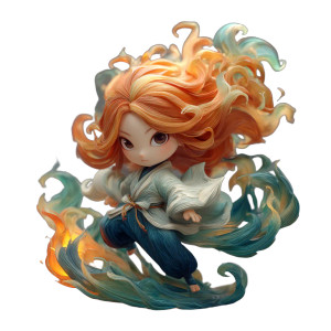 Chibi Flame Hair Vinyl Car Decal Sticker – Waterproof & UV-Resistant 