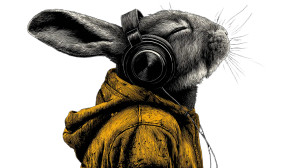 Rhythmic Rabbit Art Vinyl Car Decal Sticker – Waterproof & UV-Resistant 