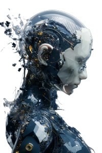 Robotic Humanoid Illustration Vinyl Car Decal Sticker – Waterproof & UV-Resistant 