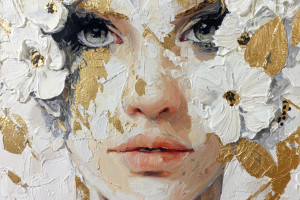 Modern Floral Portrait Vinyl Car Decal Sticker – Waterproof & UV-Resistant 