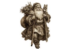 Santa With Pomeranian Vinyl Car Decal Sticker – Waterproof & UV-Resistant 