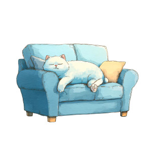 Sleeping Cartoon Cat V2 Vinyl Car Decal Sticker – Waterproof & UV-Resistant 