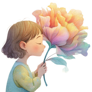 Child Smelling Flower Vinyl Car Decal Sticker – Waterproof & UV-Resistant 