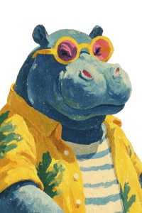 Chubby Hippo Portrait Vinyl Car Decal Sticker – Waterproof & UV-Resistant 