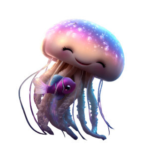 Cute Jellyfish Hug Vinyl Car Decal Sticker – Waterproof & UV-Resistant 