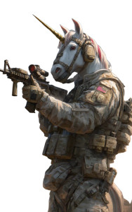 Mercenary Unicorn Soldier Vinyl Car Decal Sticker – Waterproof & UV-Resistant 