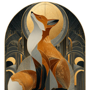 Art Deco Fox Vinyl Car Decal Sticker – Waterproof & UV-Resistant 