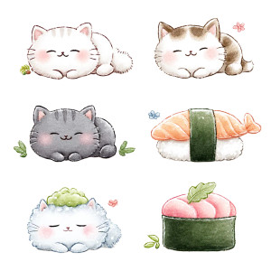 Sushi Cat V4 Vinyl Car Decal Sticker – Waterproof & UV-Resistant 