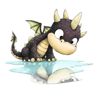 Baby Dragon Reflection Vinyl Car Decal Sticker – Waterproof & UV-Resistant 