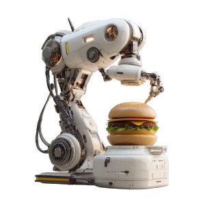 Robot Arm Burger Vinyl Car Decal Sticker – Waterproof & UV-Resistant 