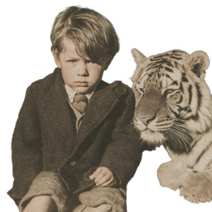 Boy With Tiger Vinyl Car Decal Sticker – Waterproof & UV-Resistant 