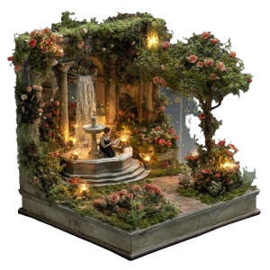 Miniature Garden Scene V2 Vinyl Car Decal Sticker – Waterproof & UV-Resistant 