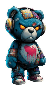 Cyberpunk Teddy Bear V4 Vinyl Car Decal Sticker – Waterproof & UV-Resistant 