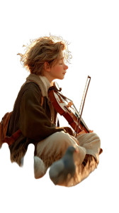 Young Violinist Paris Vinyl Car Decal Sticker – Waterproof & UV-Resistant 