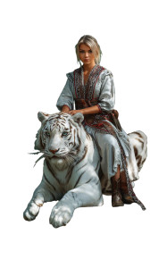 Russian Girl On Tiger Vinyl Car Decal Sticker – Waterproof & UV-Resistant 