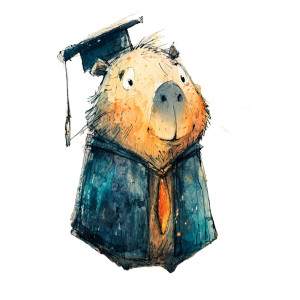 Graduating Capybara Vinyl Car Decal Sticker – Waterproof & UV-Resistant Graduating Capybara Vinyl Car Decal Sticker – Waterproof & UV-Resistant