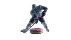 Hockey Player Donut Vinyl Car Decal Sticker – Waterproof & UV-Resistant 2.72"