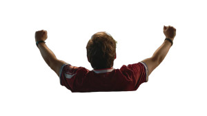 Celebrating Soccer Fan V3 Vinyl Car Decal Sticker – Waterproof & UV-Resistant 2.72"