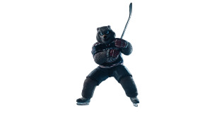 Hockey Mascot Action Vinyl Car Decal Sticker – Waterproof & UV-Resistant 2.72"