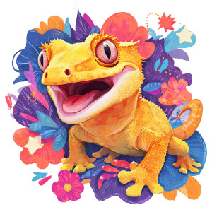 Cheerful Crested Gecko Vinyl Car Decal Sticker – Waterproof & UV-Resistant 6.826666666666667"