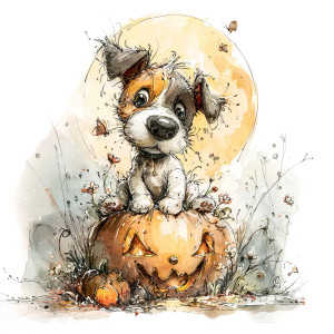 Magical Puppy Pumpkin Vinyl Car Decal Sticker – Waterproof & UV-Resistant 3.4133333333333336"
