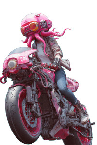 Cyberpunk Squid Rider Vinyl Car Decal Sticker – Waterproof & UV-Resistant 8.96"