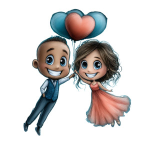 Floating Cartoon Couple Vinyl Car Decal Sticker – Waterproof & UV-Resistant 6.826666666666667"