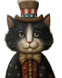 Patriotic Cat Art Vinyl Car Decal Sticker – Waterproof & UV-Resistant 4.0"