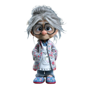 Cute Old Lady V2 Vinyl Car Decal Sticker – Waterproof & UV-Resistant 3.4133333333333336"