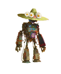 Futuristic Robot Hat Vinyl Car Decal Sticker – Waterproof & UV-Resistant 8.0"