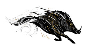 Art Deco Boar Vinyl Car Decal Sticker – Waterproof & UV-Resistant 2.72"