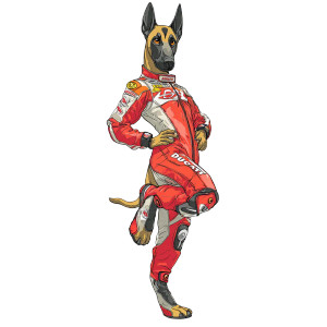 Racing Dog Cartoon Vinyl Car Decal Sticker – Waterproof & UV-Resistant 3.4133333333333336"