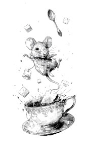 Jumping Mouse Teacup Vinyl Car Decal Sticker – Waterproof & UV-Resistant 4.8533333333333335"