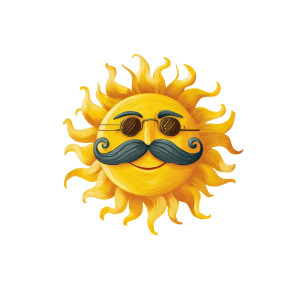 Mustached Sun Vinyl Car Decal Sticker – Waterproof & UV-Resistant 3.4133333333333336"