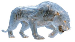 Transparent Blue Lion Vinyl Car Decal Sticker – Waterproof & UV-Resistant 2.72"