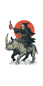 Grim Reaper Rhino Vinyl Car Decal Sticker – Waterproof & UV-Resistant 5.12"