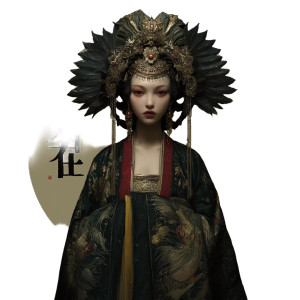 Chinese Royal Lady Vinyl Car Decal Sticker – Waterproof & UV-Resistant 3.4133333333333336"