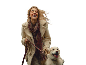 Model With Dog V2 Vinyl Car Decal Sticker – Waterproof & UV-Resistant 6.1866666666666665"