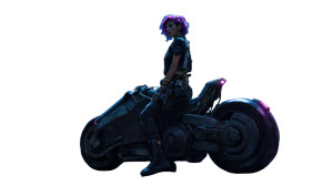 Futuristic Biker Girl V2 Vinyl Car Decal Sticker – Waterproof & UV-Resistant 5.4