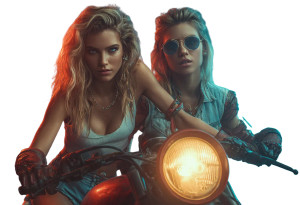 Cyberpunk Motorcycle Duo Vinyl Car Decal Sticker – Waterproof & UV-Resistant 2.986666666666667" Cyberpunk Motorcycle Duo Vinyl Car Decal Sticker – Waterproof & UV-Resistant 2.986666666666667"