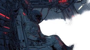 Helmeted Space Soldier Vinyl Car Decal Sticker – Waterproof & UV-Resistant 2.72"