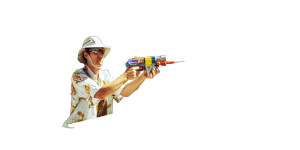 Tourist With Ray-Gun Vinyl Car Decal Sticker – Waterproof & UV-Resistant 5.12"
