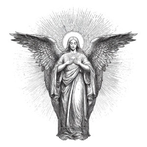 Serene Angel Illustration Vinyl Car Decal Sticker – Waterproof & UV-Resistant 6.826666666666667"