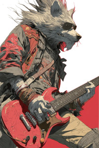 Rock Wolf Guitarist Vinyl Car Decal Sticker – Waterproof & UV-Resistant 8.96"